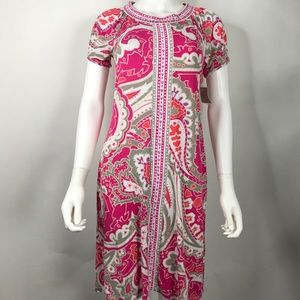 Madison Pink Tan Paisley Easy Cute Dress